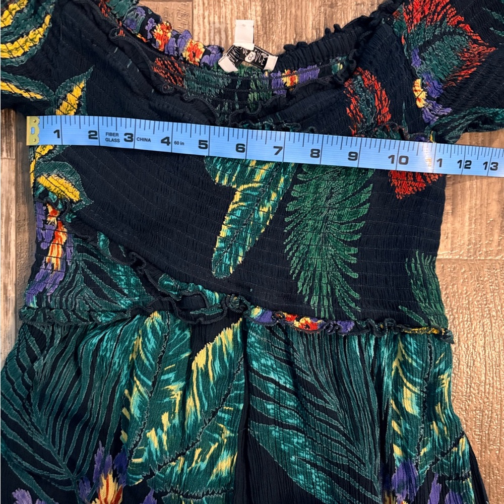 Patrons of Peace Off The Shoulder Jumpsuit Size Small Tropical Print Beach Boho - Picture 12 of 13